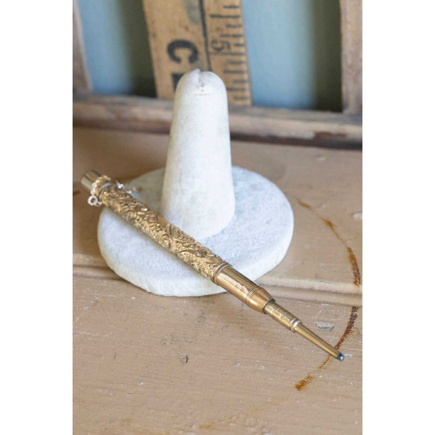 Antique c1900 Repousse Telescoping Pencil Pendant