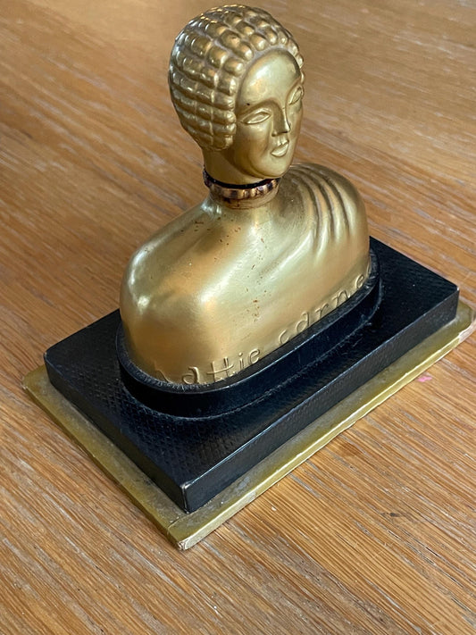 Art Deco Hattie Carnegie Figural Golden Perfume Bottle