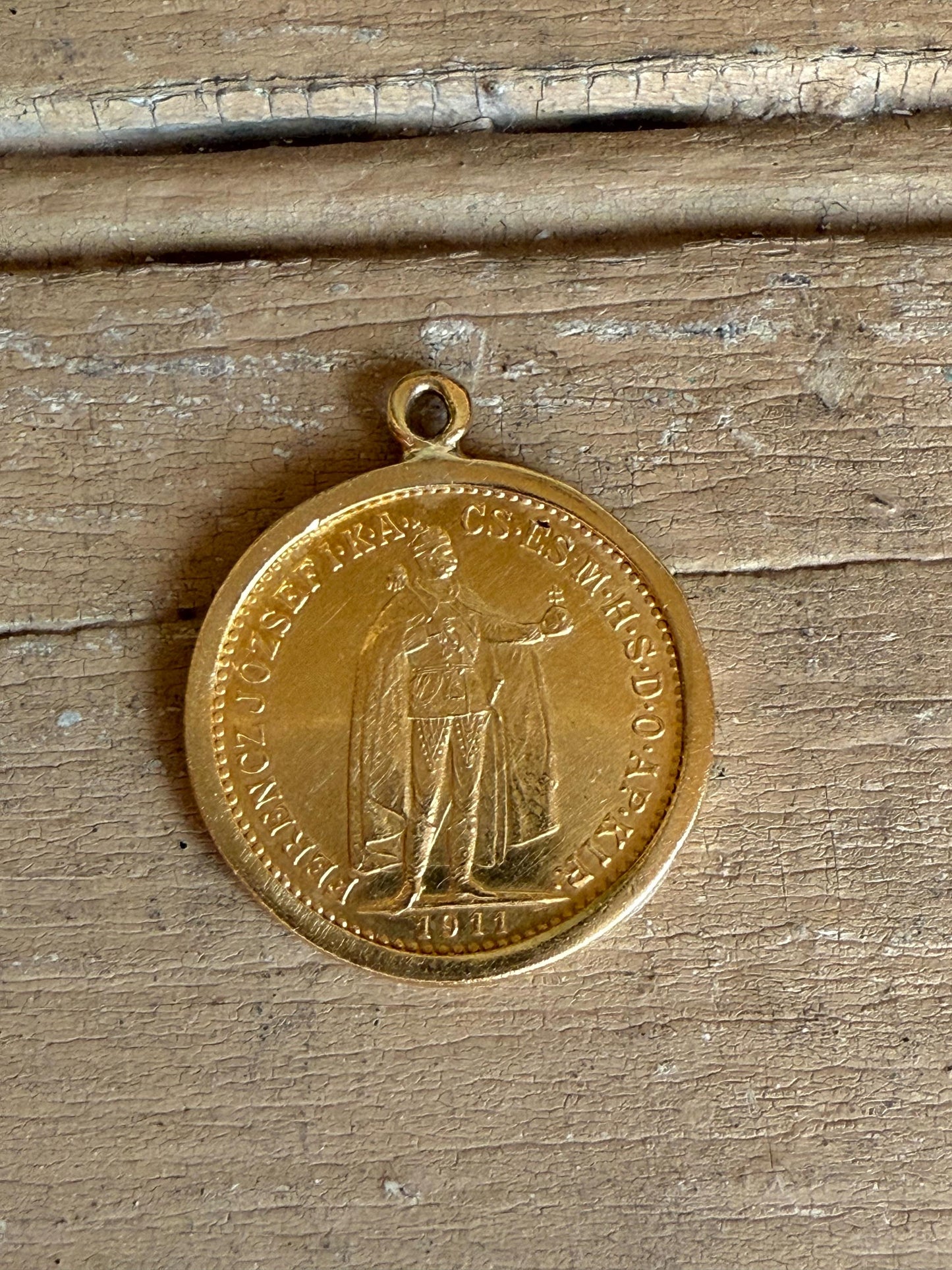 Österreich Ungarn Kaiserreich 10 Korona Gold 1911 Gold Coin Pendant Kaiser Franz Joseph 1848-1916 Austria Hungary
