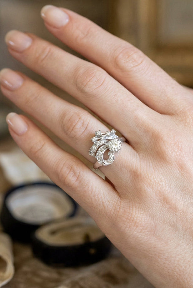 Dreamy Mid-Century Transitional Cut Natural Diamond Ring