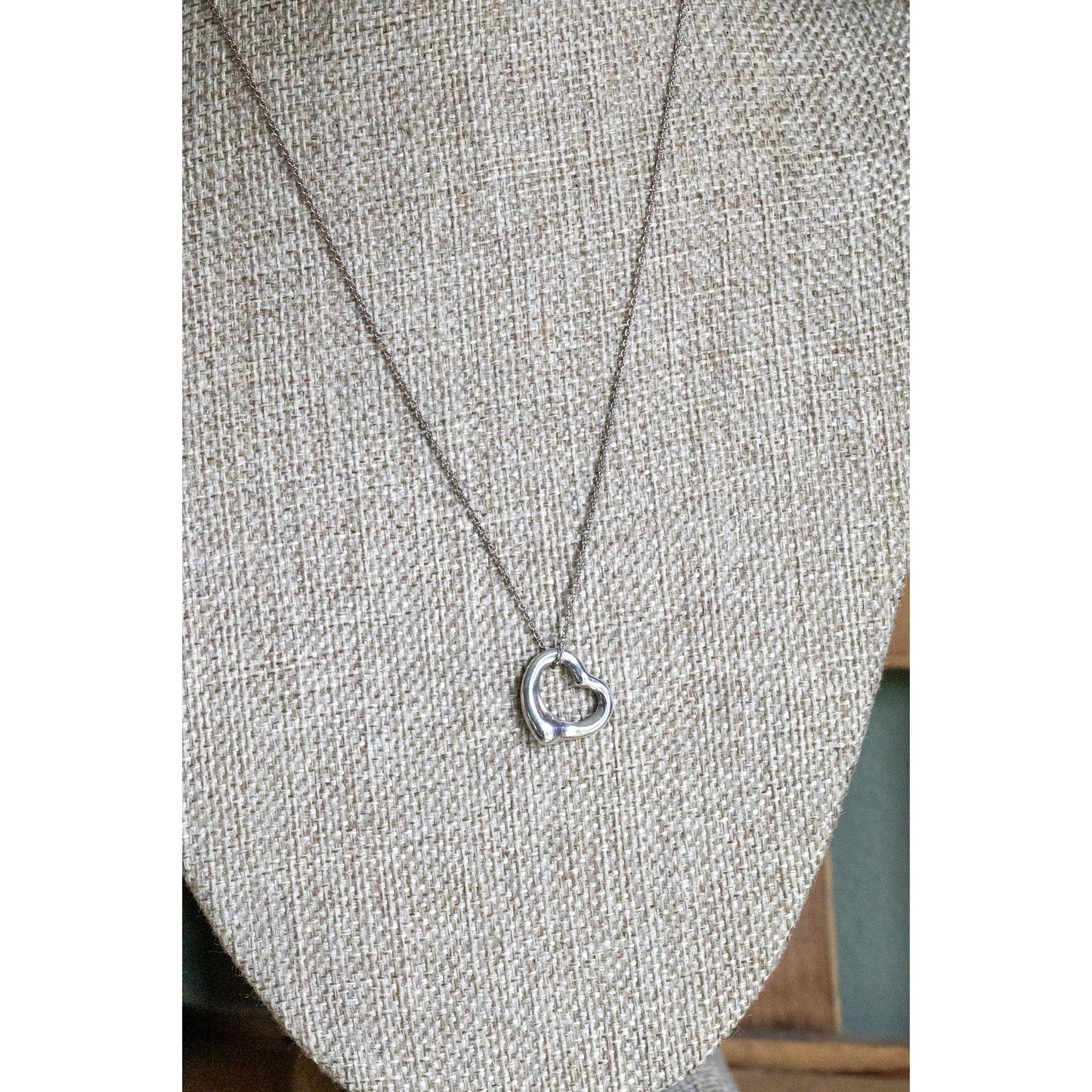 Tiffany & Co Elsa Peretti Open Heart Pendant Necklace Sterling Silver