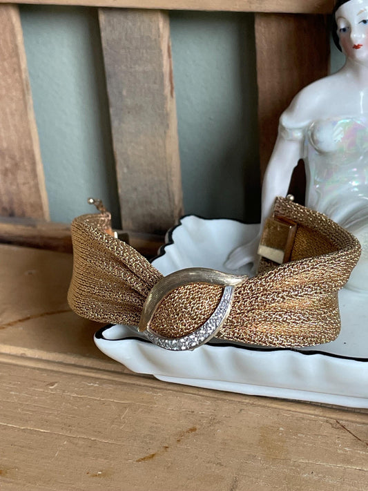 An Exceptional Mid Century Mesh 14K Yellow Gold Longines Surprise Watch