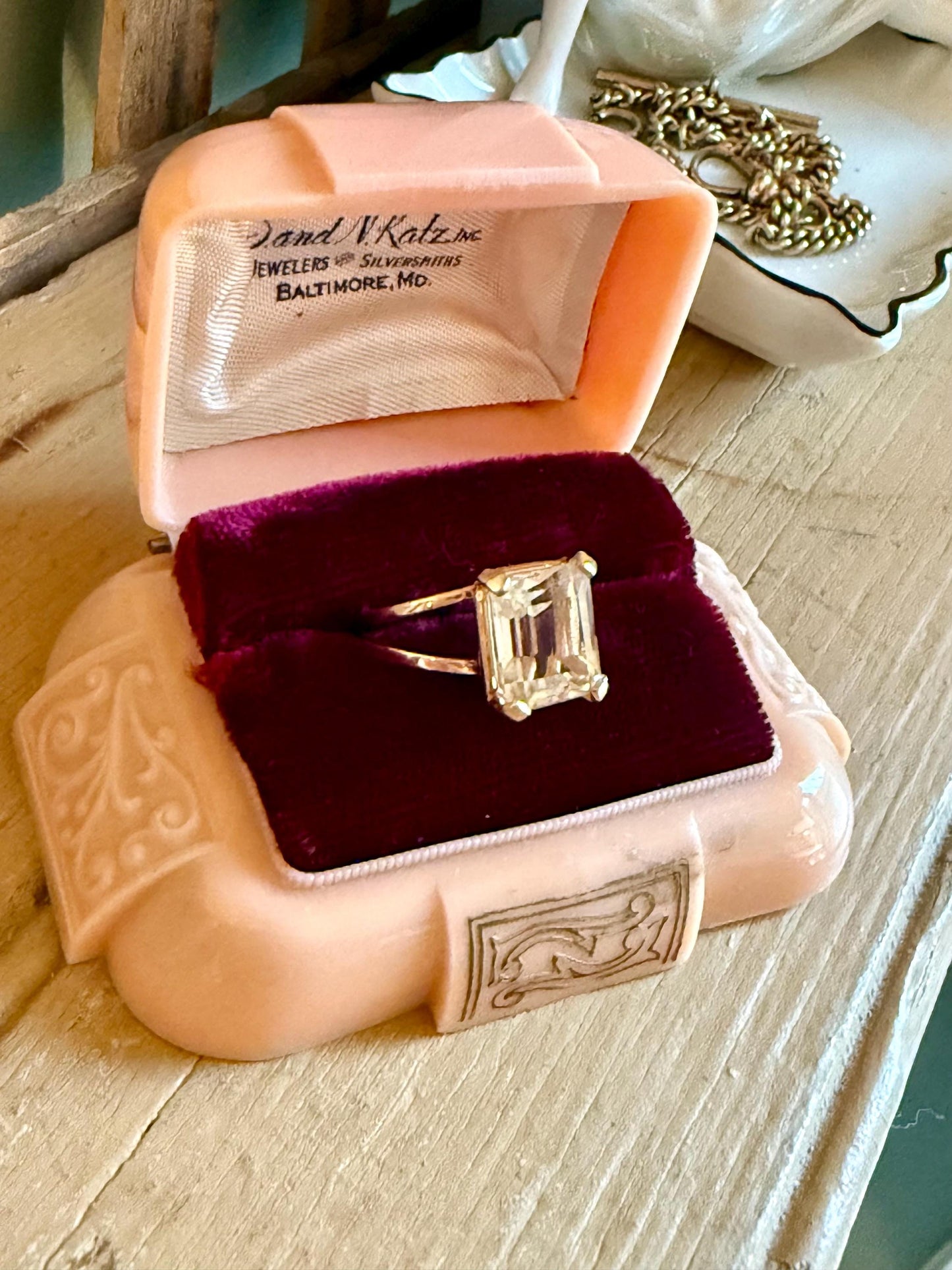 Vintage 1960's 14K Yellow Gold Ring With Rectangle Cut Clear Quartz Gemstone