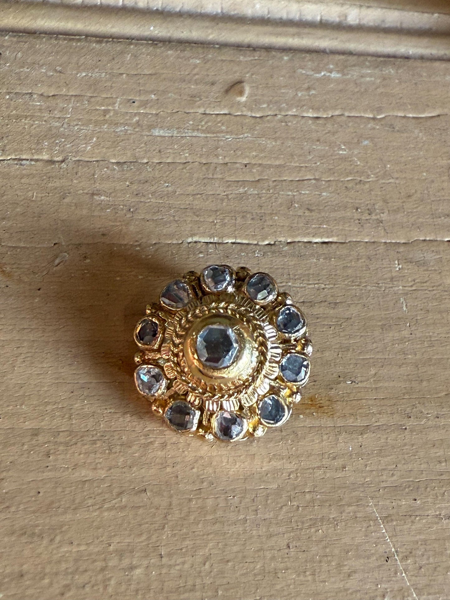 18k Yellow Gold Antique 18th Early 19th Century Table / Rose Cut Diamond Pendant