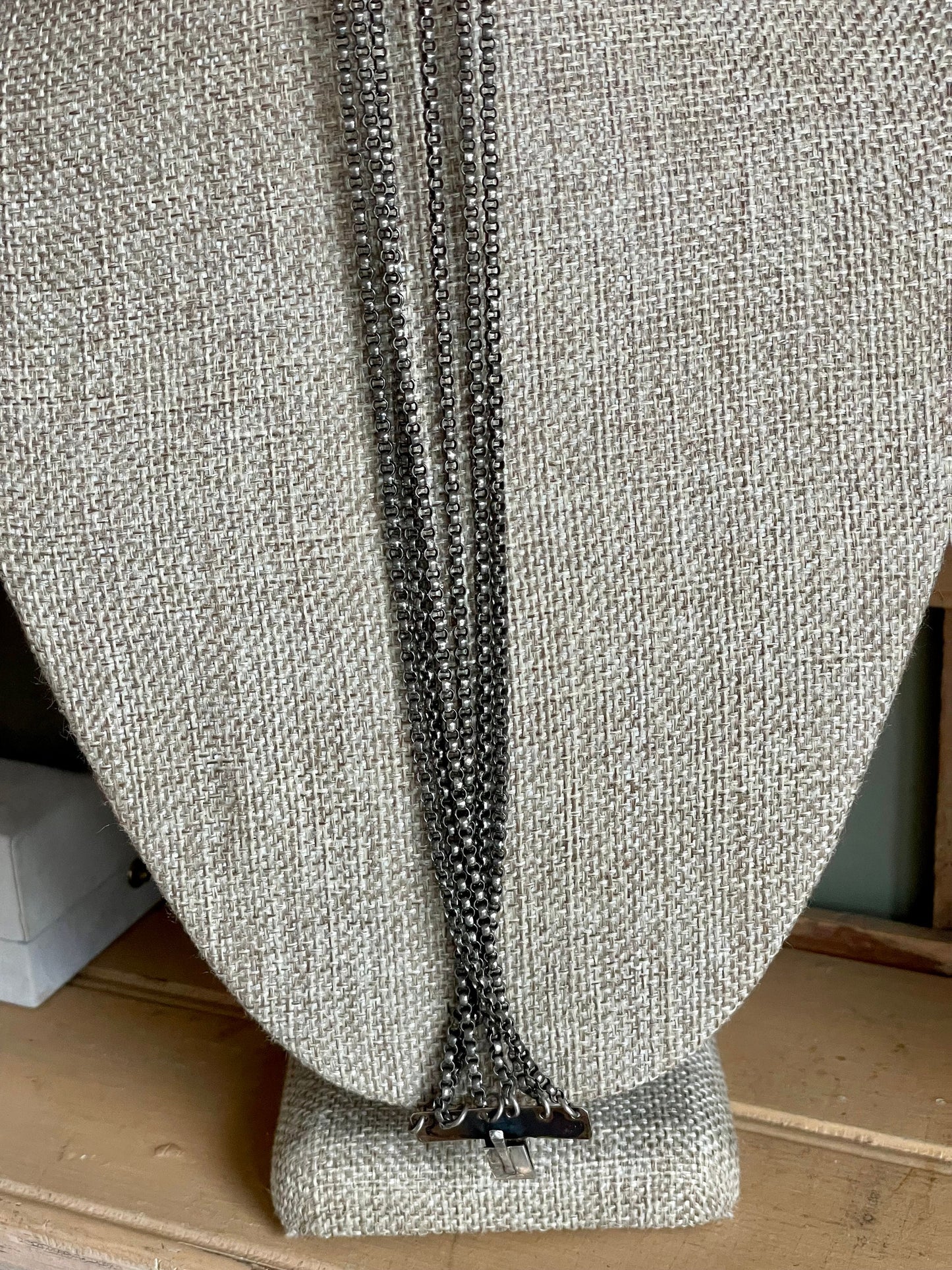Antique Silver with Gilt Gold Hand Enameled Multi Strand Choker