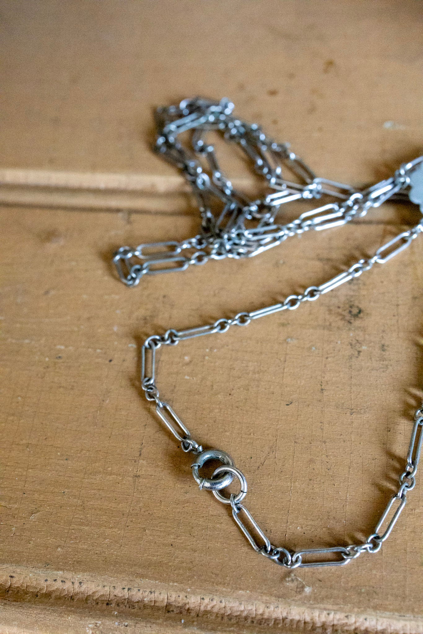 c1920 Art Deco Hand Engraved Round Locket Style Compact on Long Chain