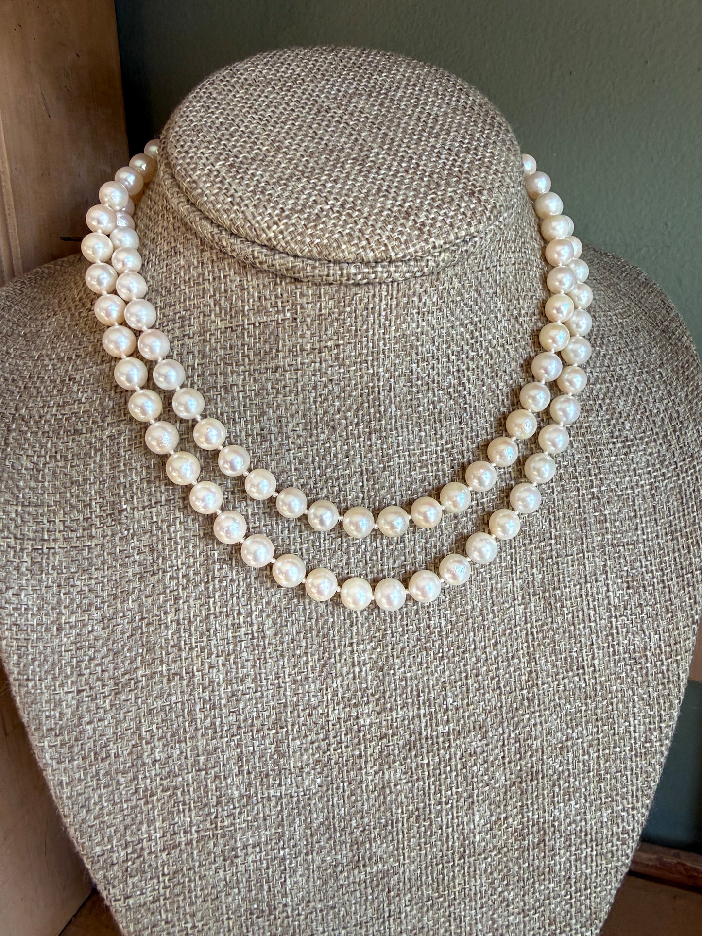 Vintage 14K White Gold Seaborne Cultured Pearl Strand 30 Inches