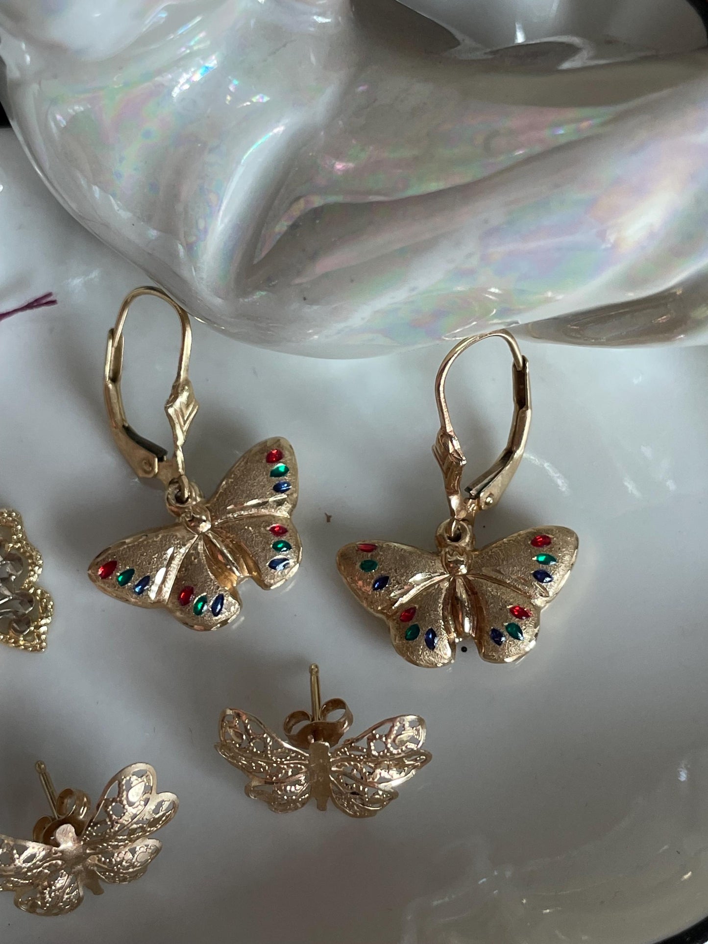 Buy One or All Vintage 14K Gold Butterfly Earrings or Pendant Jewelry