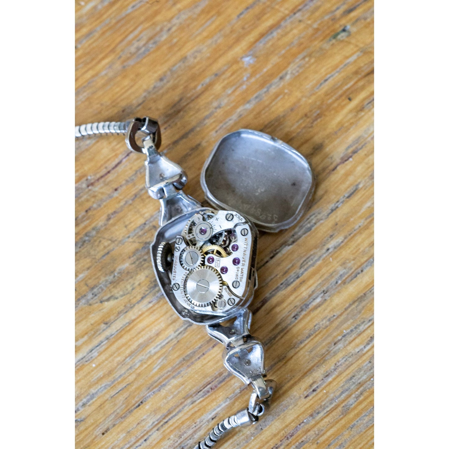 Vintage 14K White Gold Wittnauer Ladies Diamond Wrist Watch