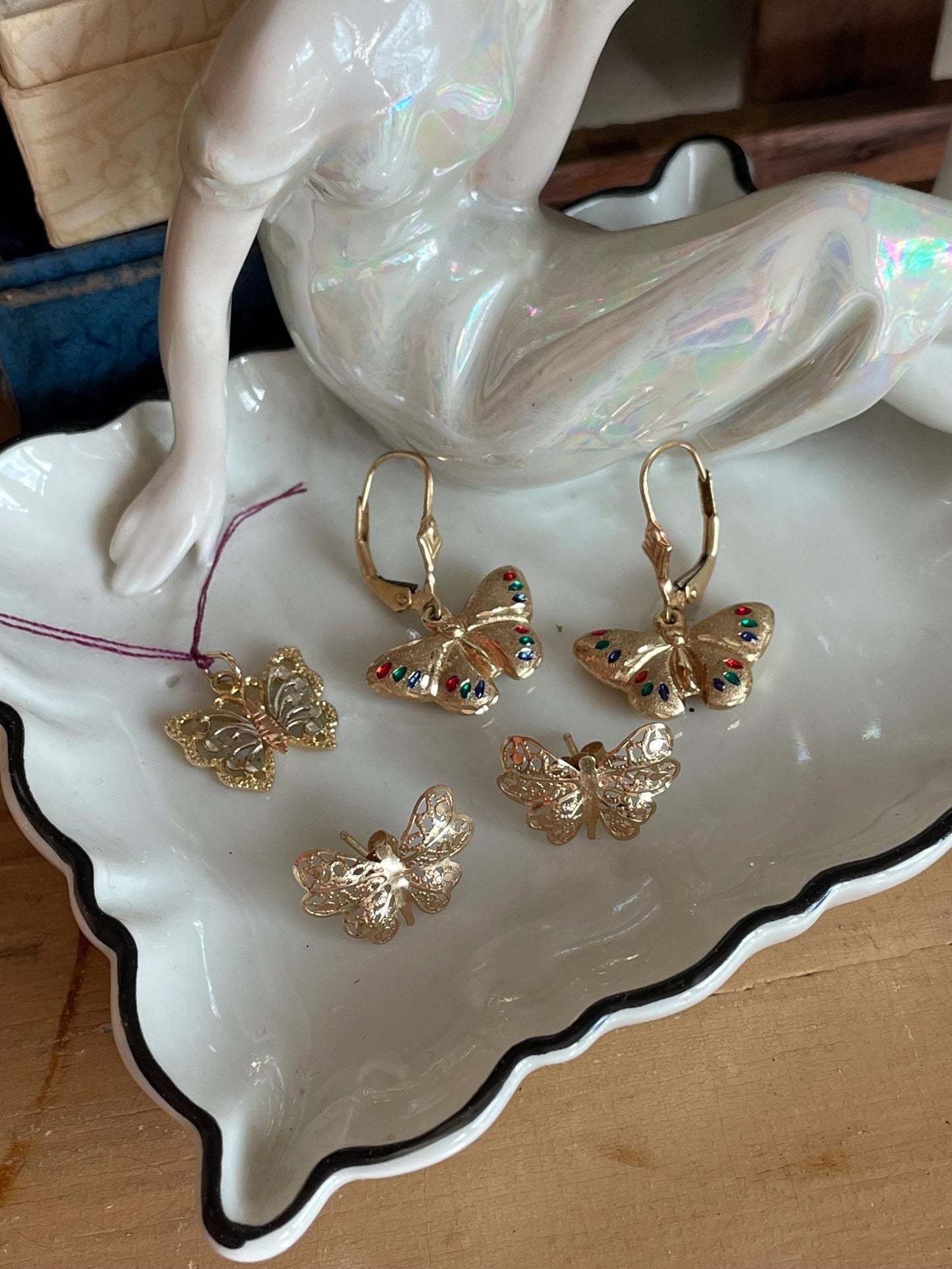 Buy One or All Vintage 14K Gold Butterfly Earrings or Pendant Jewelry