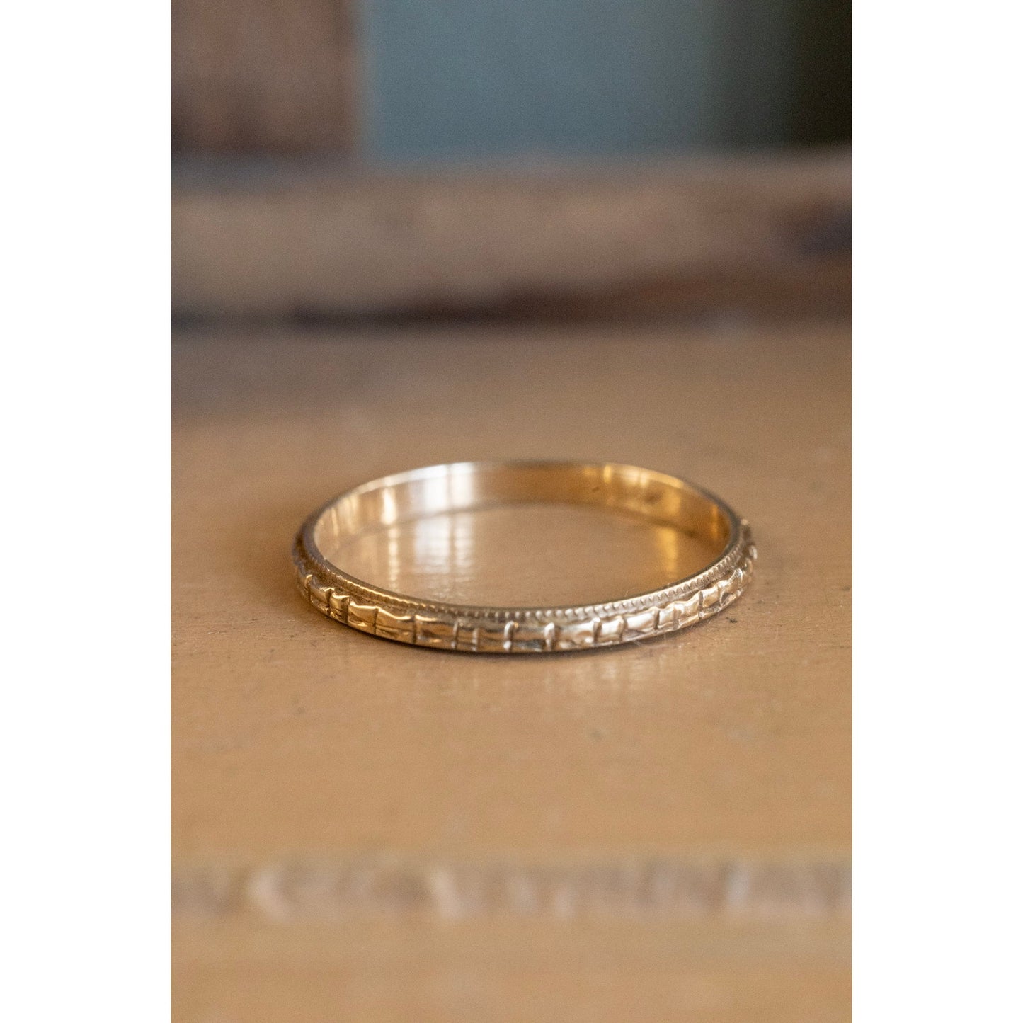 Vintage 14K Yellow Gold Engraved Eternity Band