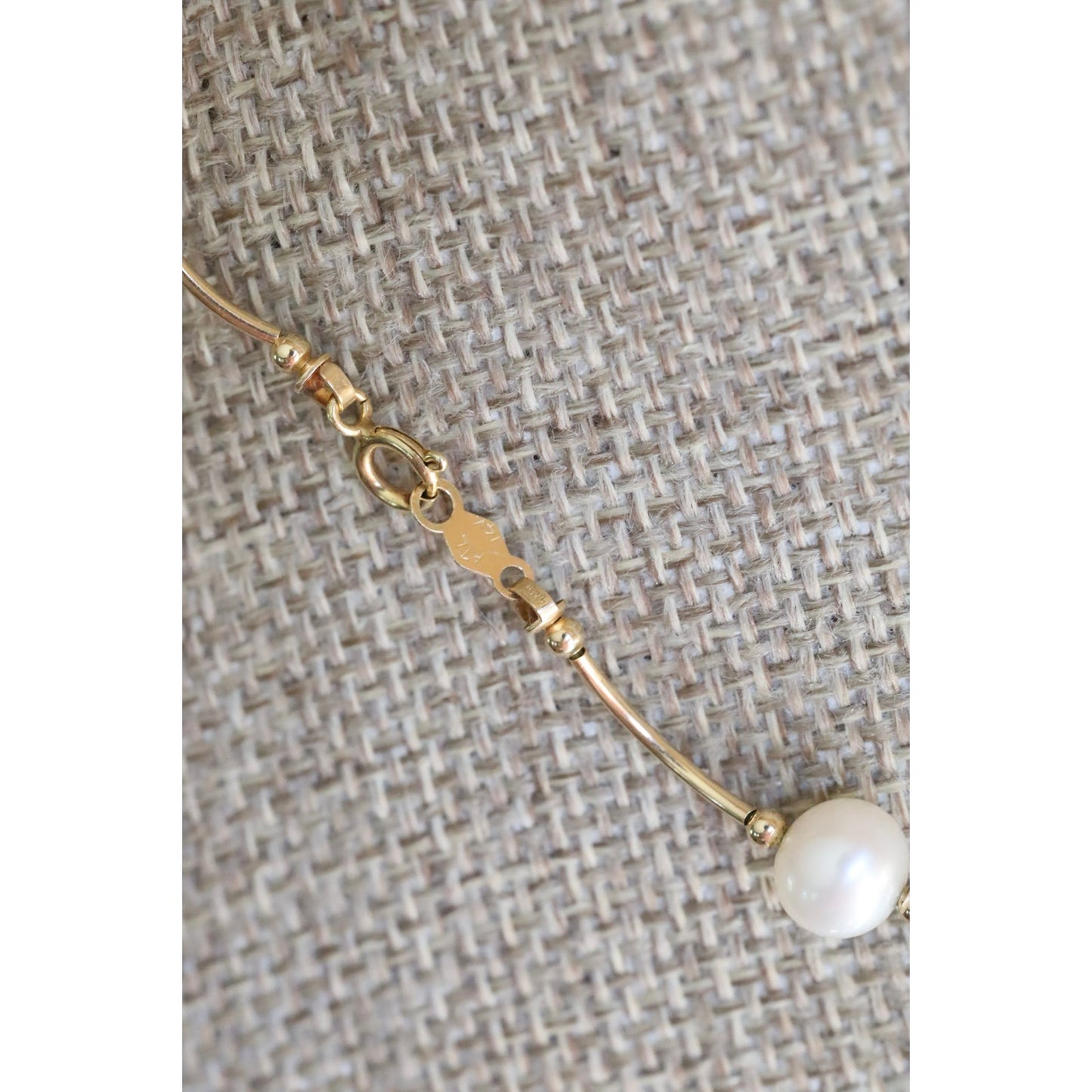 14K Yellow Gold Cultured Pearl Necklace 16" Length