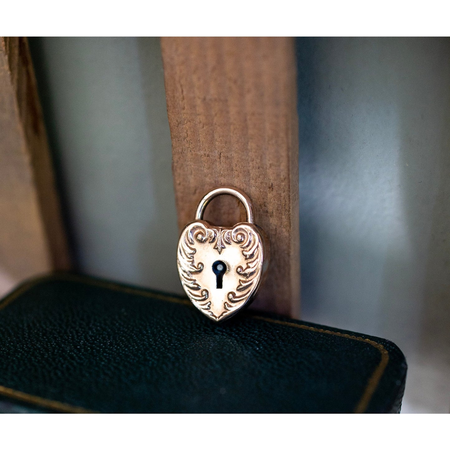 Antique Gold Filled Repousse Heart Padlock Charm Pendant