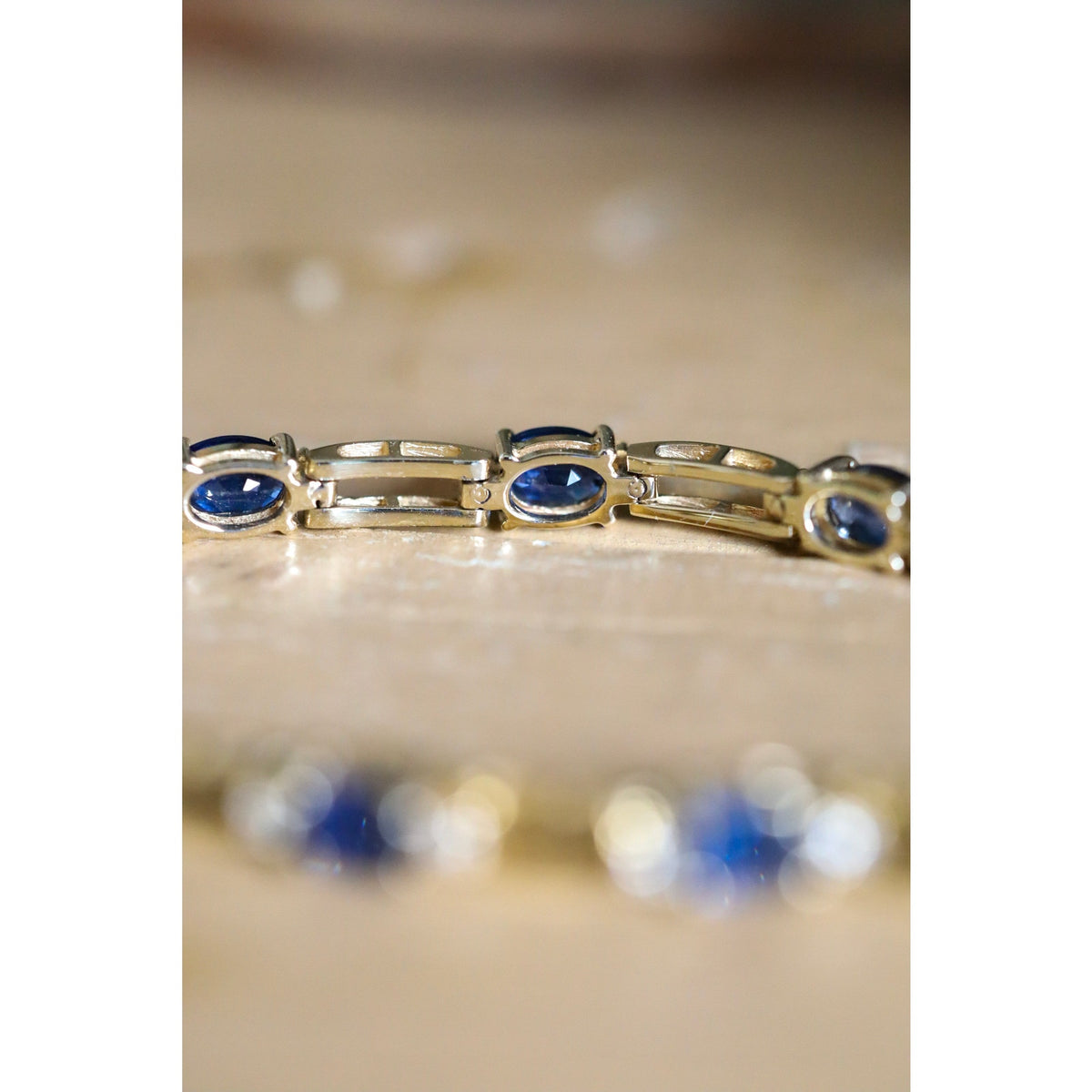 A Vintage Natural Sapphire and Diamond 14K Yellow Gold Bracelet