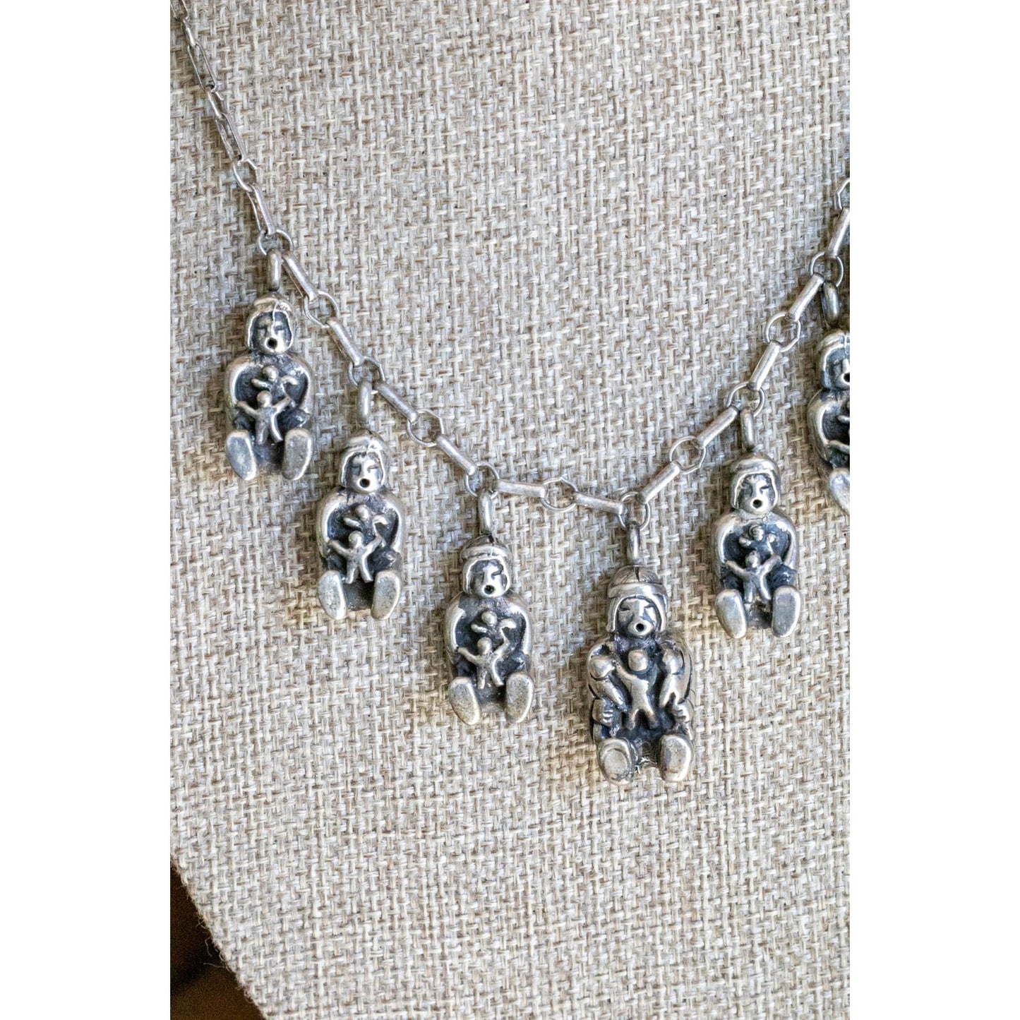 Carol Felley Native American Navajo Sterling Silver Storyteller Necklace