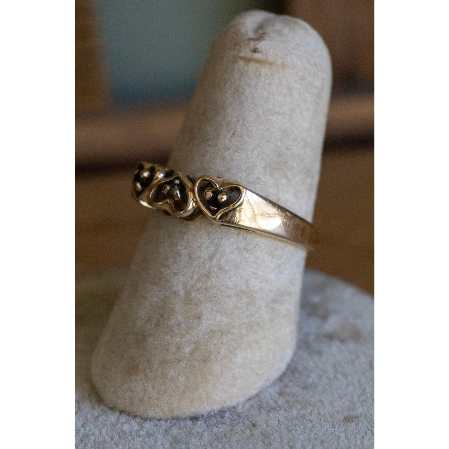 Vintage 10K Yellow Gold Heart Band Set with Sapphire and Diamond