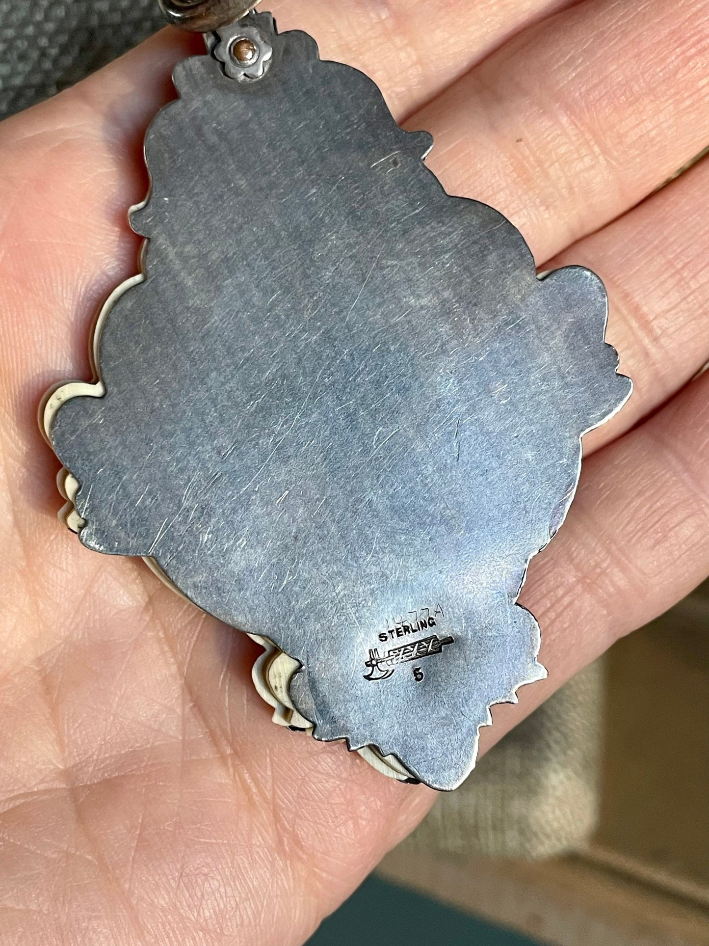 Sterling Silver William B. Kerr Dance Card Pad on Antique Star Motif Chain