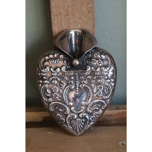Sterling Silver Tussie Mussie Flower Holder in a Heart Shape