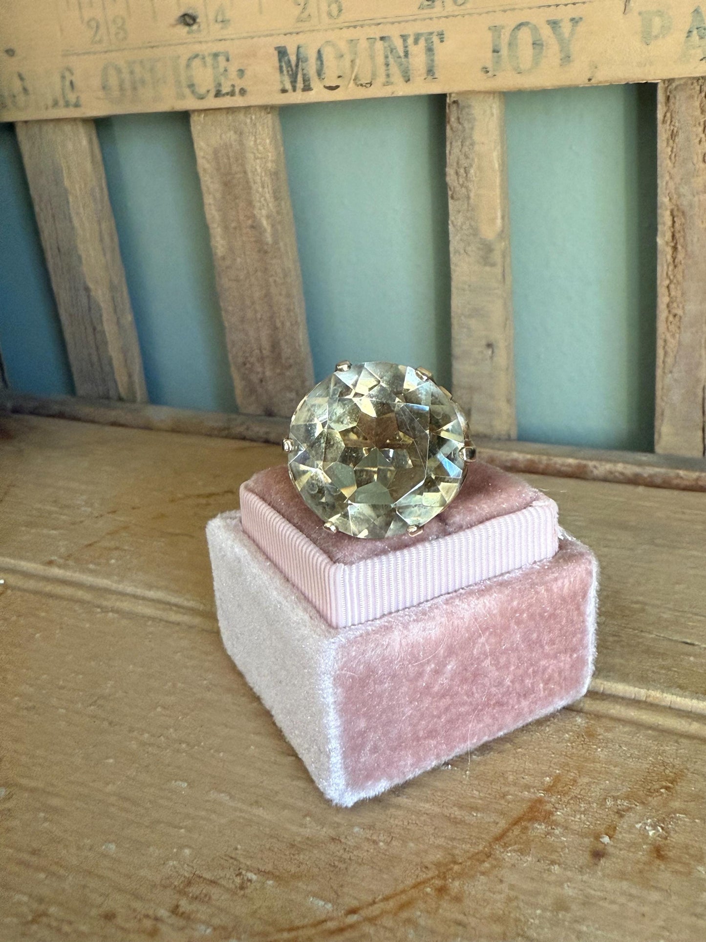 The Ultimate 1960's Bauble Cocktail Golden Quartz 14K Yellow Gold Ring