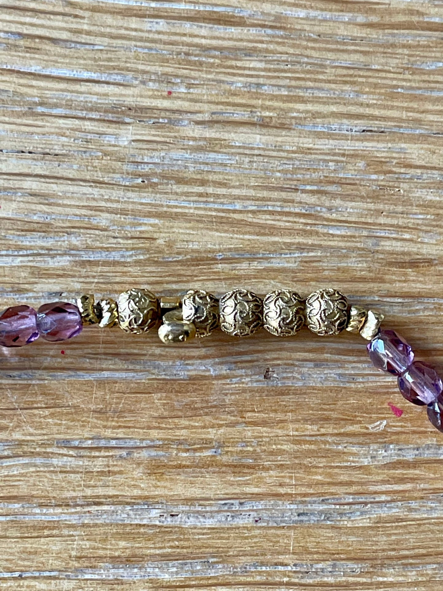 14K Yellow Gold Amethyst Etruscan Revival Bead and Amethyst Bead Necklace