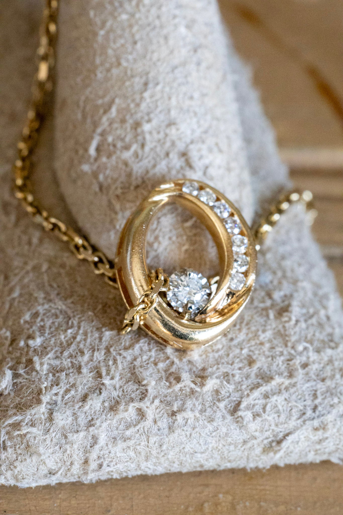 A Vintage 1980's 14K Yellow Gold Diamond Pendant With Optional 14K Chain