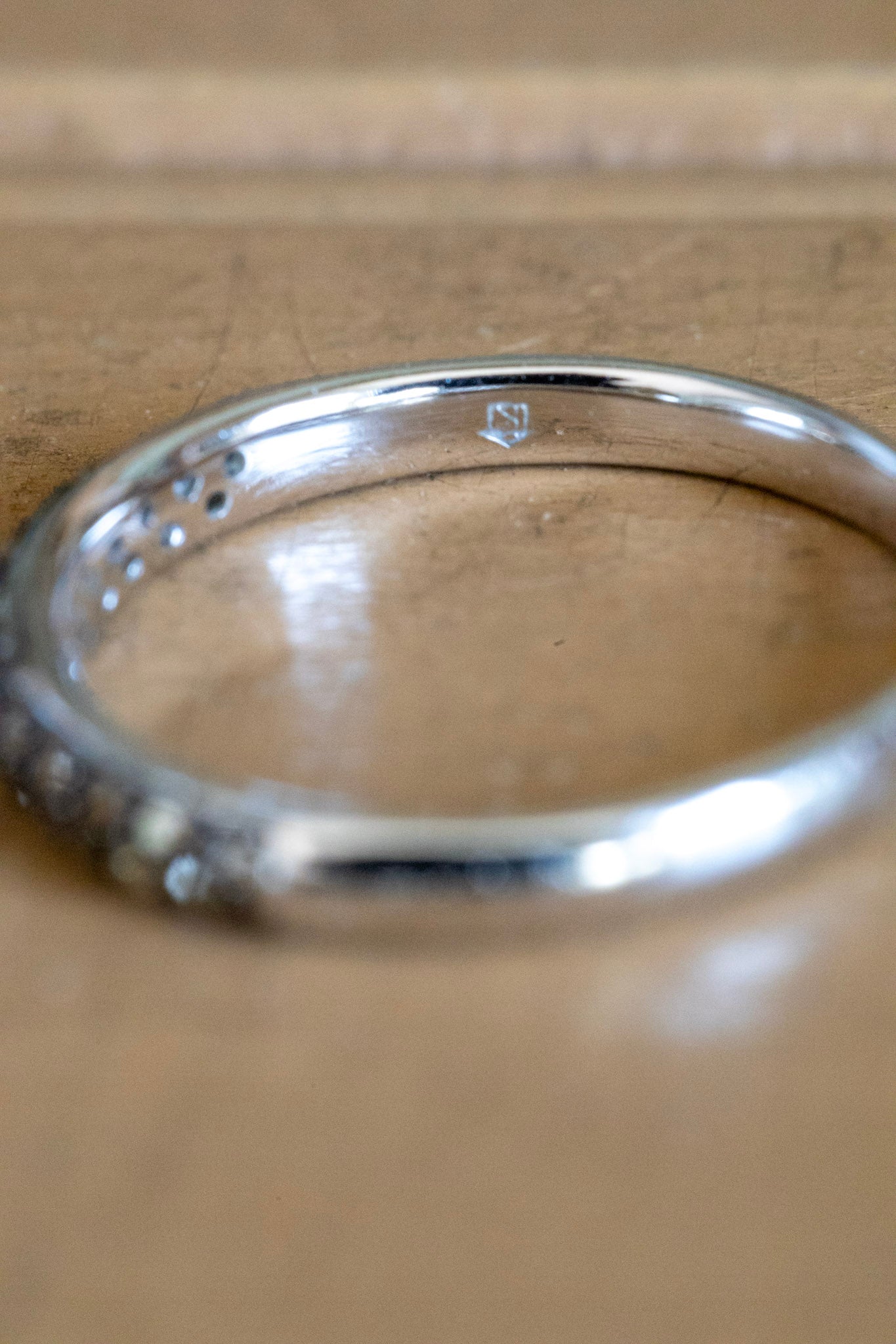 A Vintage 14K White Gold Band Set with Chocolate Natural Diamonds