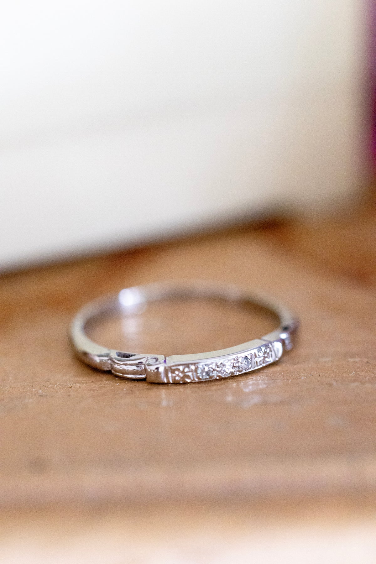 Dated 1943 14K White Gold Diamond Band Ring