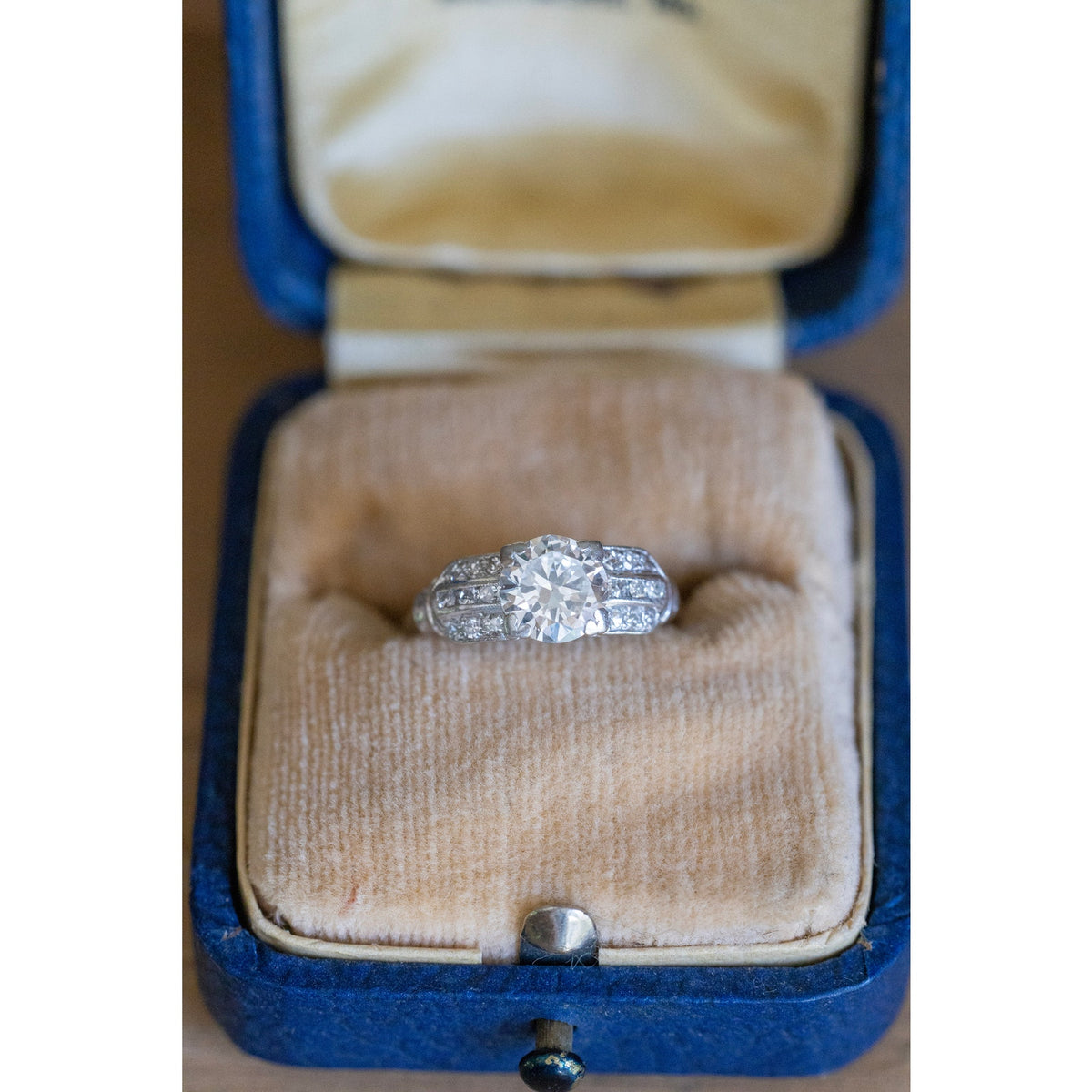 Art Deco Platinum and Iridium Old European Cut Diamond Ring