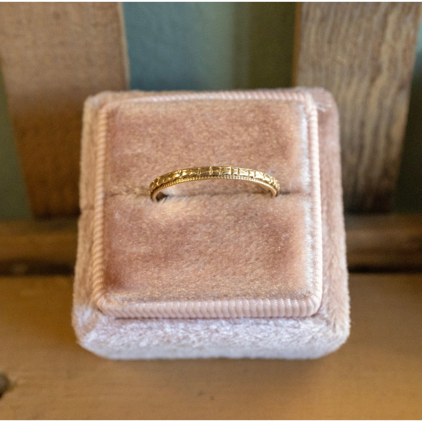 Vintage 14K Yellow Gold Engraved Eternity Band