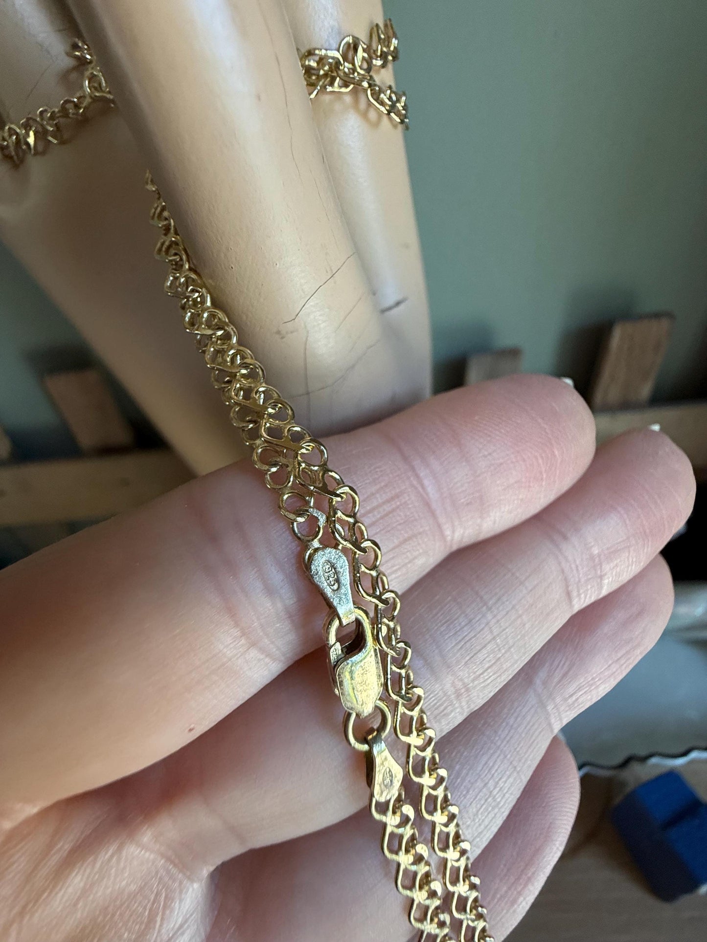 Vintage Sterling with Gold Overlay Jasso Sapphire Working Watch Pendant on Sterling Chain