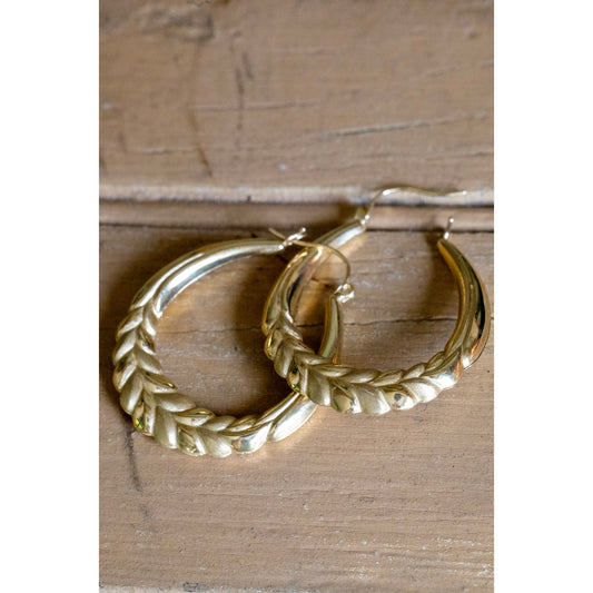 Vintage 14K Yellow Gold Large Oval Hoops