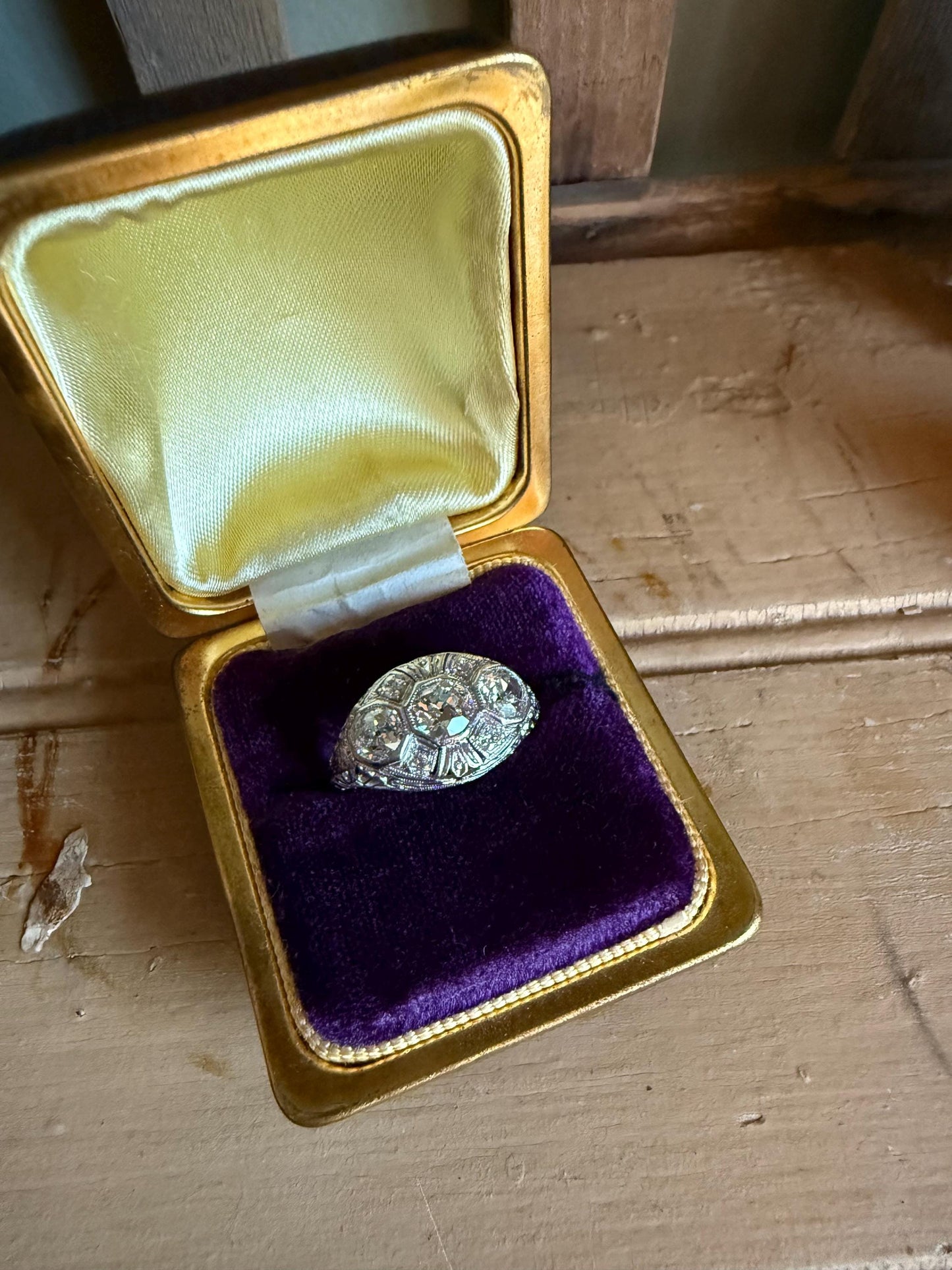 Vintage Art Deco Iridium Platinum Old European Cut Diamond Ring 1.30 CTW