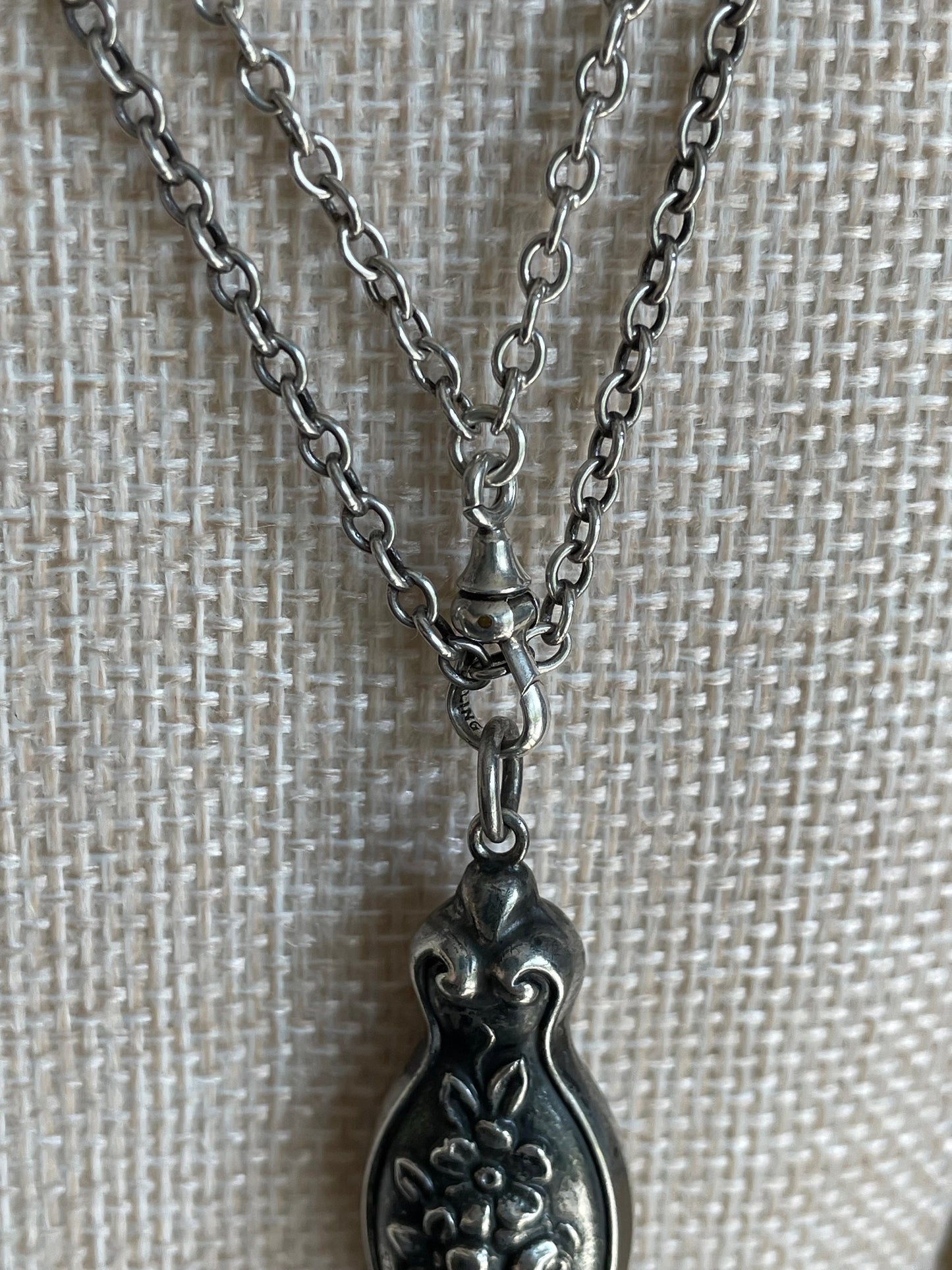 Antique Victorian Sterling Silver Lorgnette Necklace with Dog Clip Chain