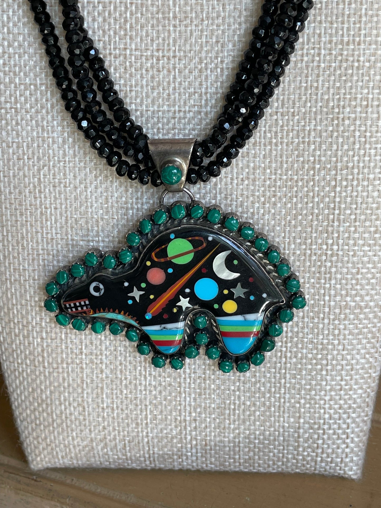 A Rare Vintage Sterling Silver Story Bear Necklace by Sheila Vandever