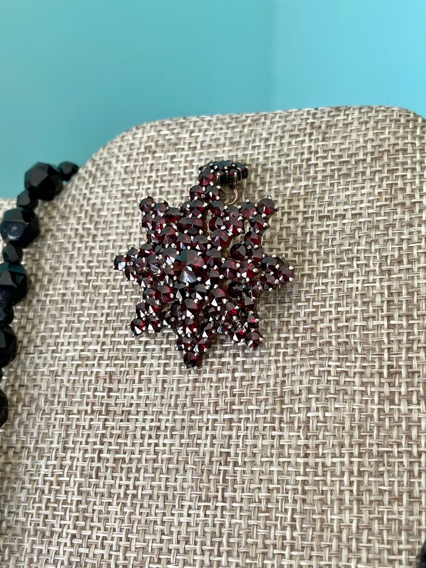 Antique Bohemian Cut Garnet Brooch Pendant
