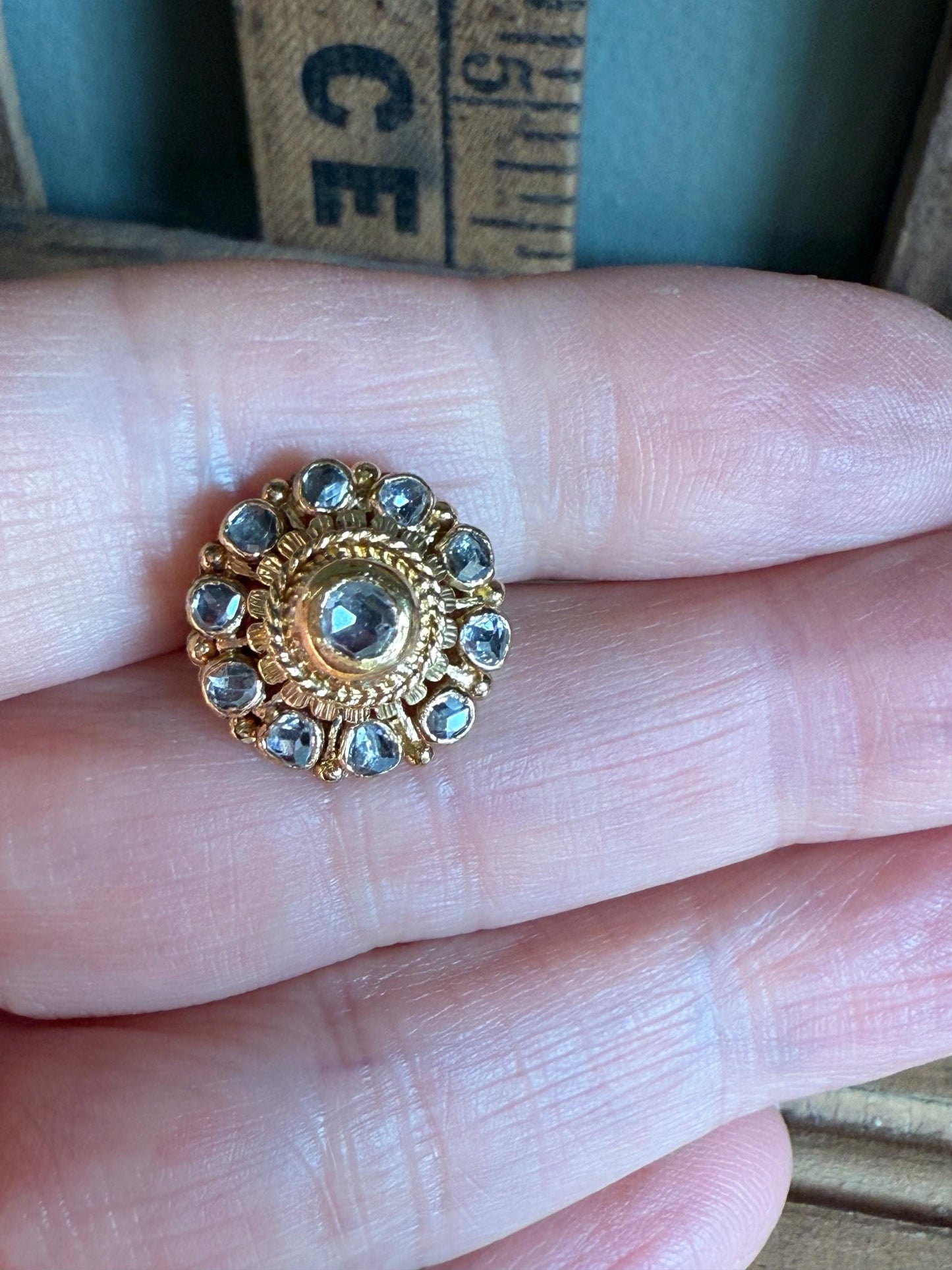 18k Yellow Gold Antique 18th Early 19th Century Table / Rose Cut Diamond Pendant