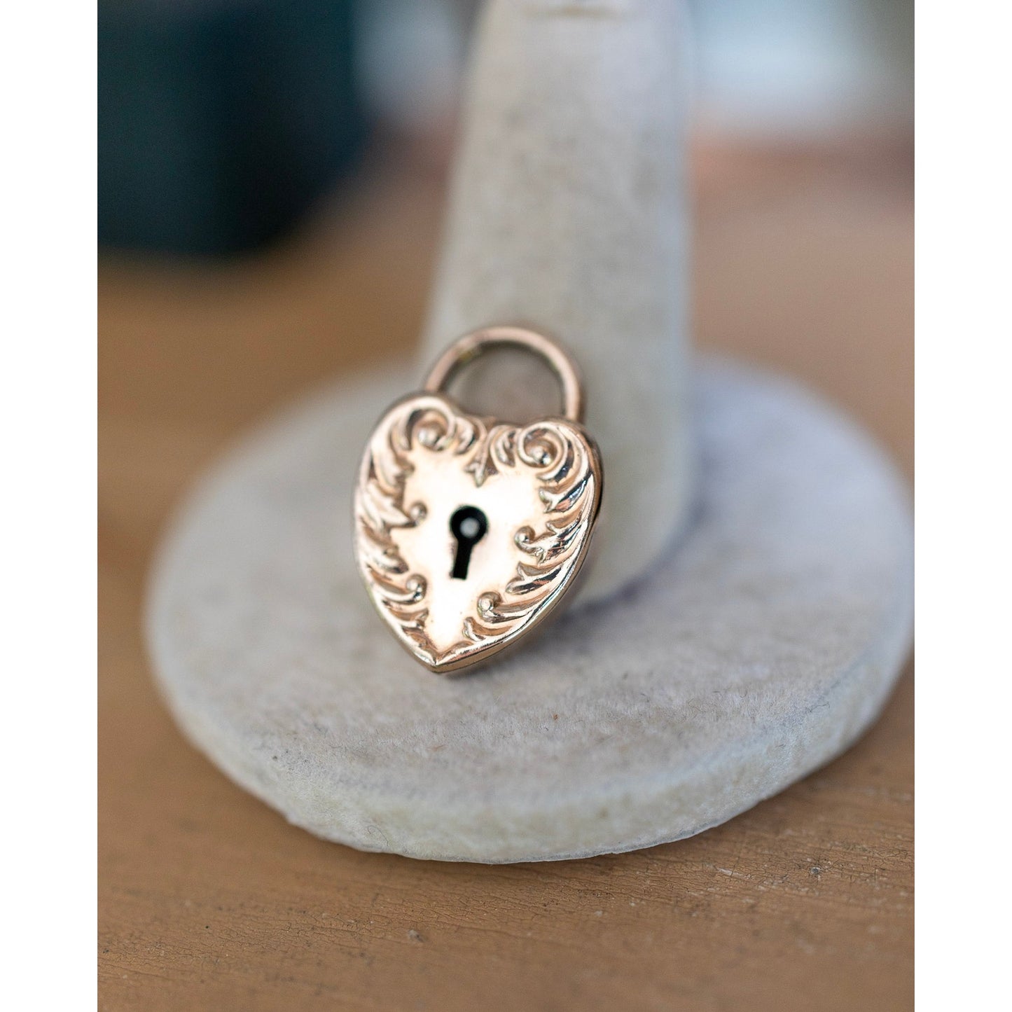 Antique Gold Filled Repousse Heart Padlock Charm Pendant