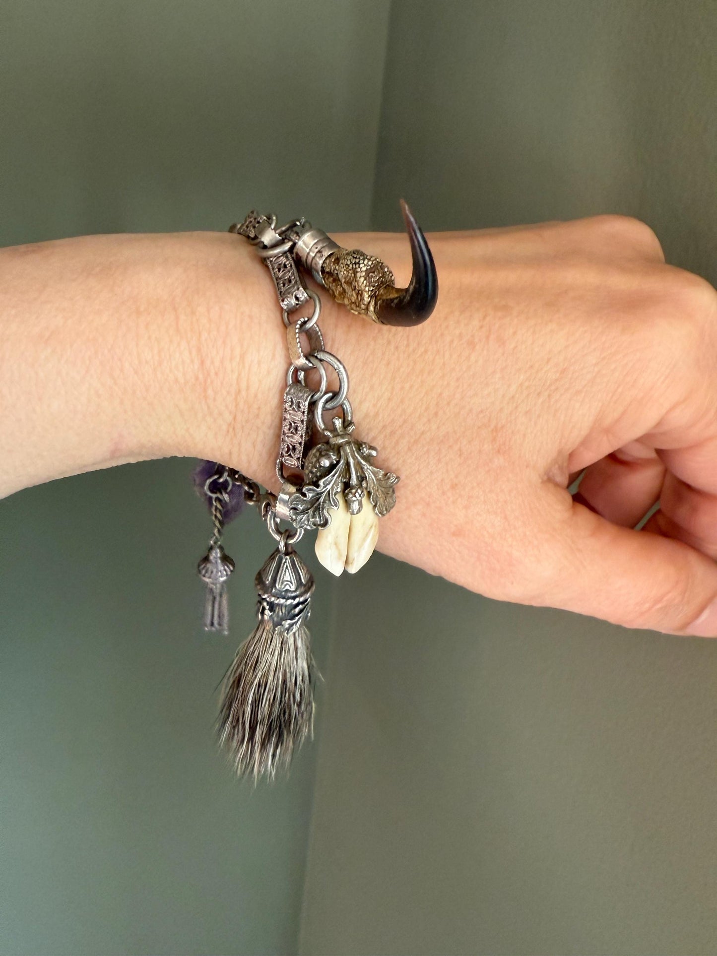 Vintage Silver Charivari Balvaria Hunt Trophies on Bracelet