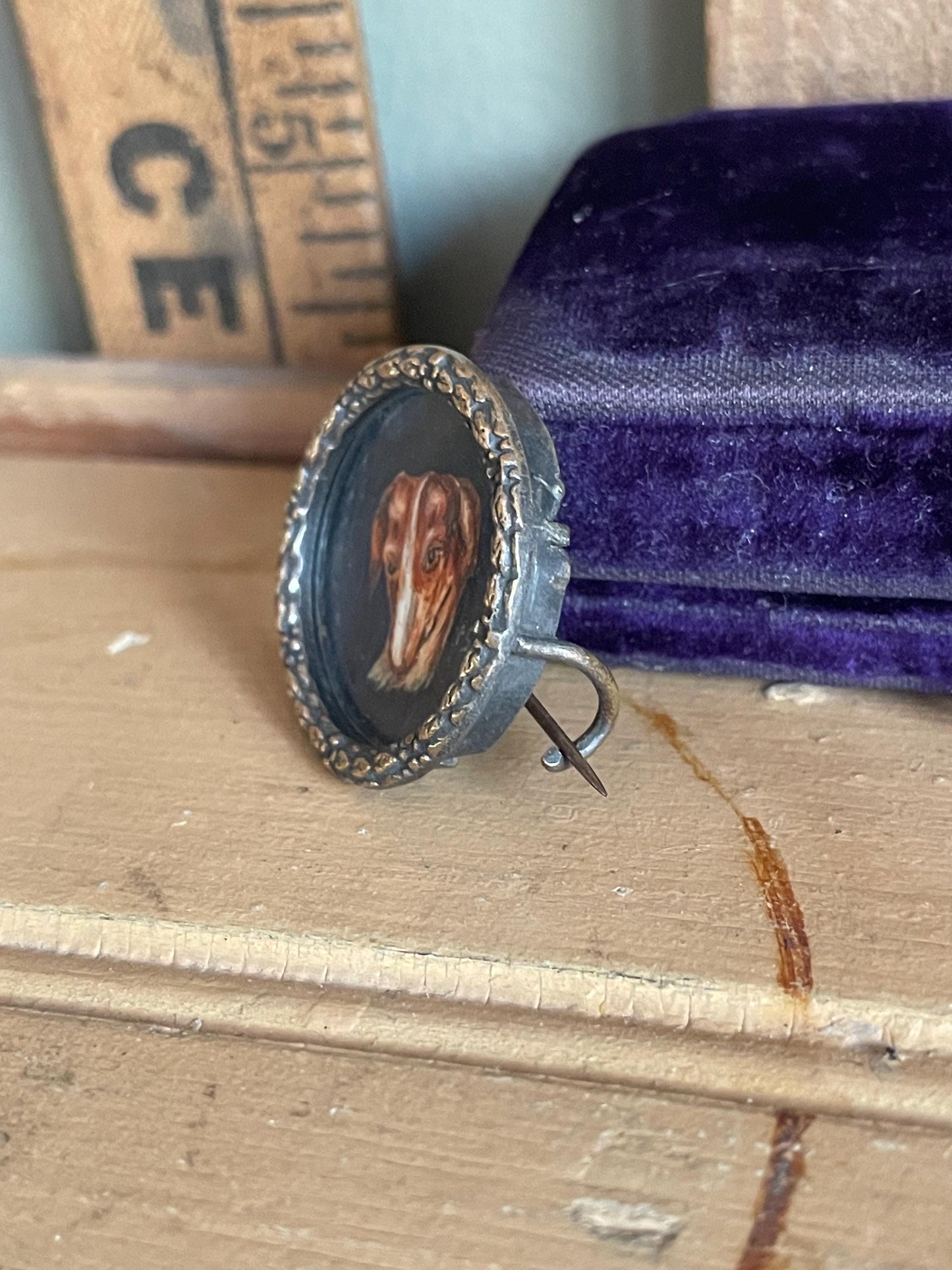 Antique Beloved Greyhound Whippet Dog Portrait Brooch