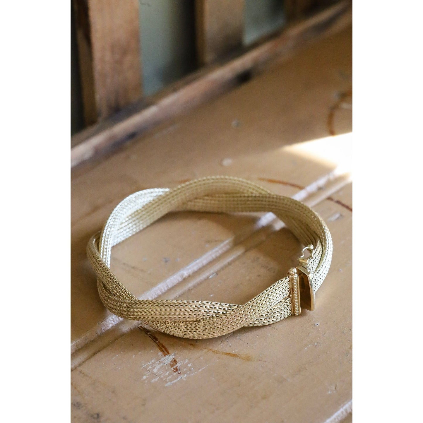 A Vintage 14K Yellow Gold Italian Woven Bracelet