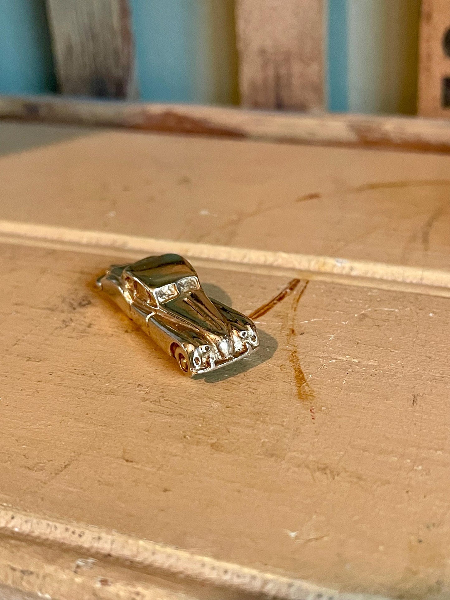 Vintage 1950's Solid 14K Yellow Gold Car Charm Pendant