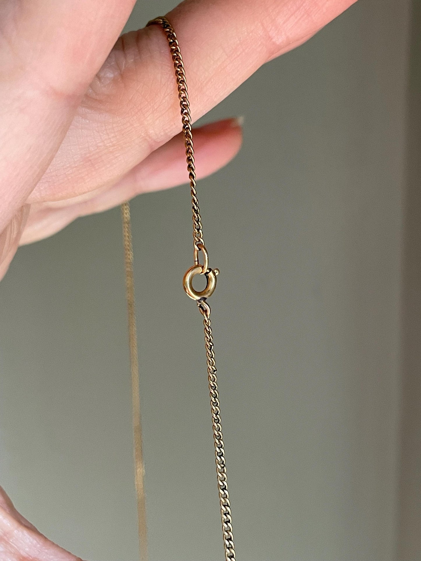 Antique Czechoslovakian Teal Glass Set Pendant in Crescent Moon with Pyrite Accents with Chain