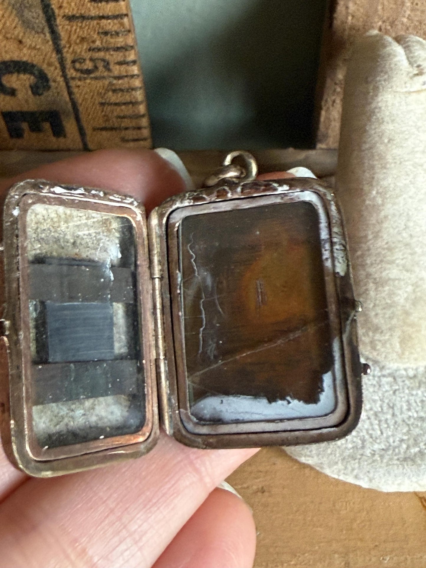 Antique Victorian Gold Filled Hemitite Intagalio and Onxy Set Locket