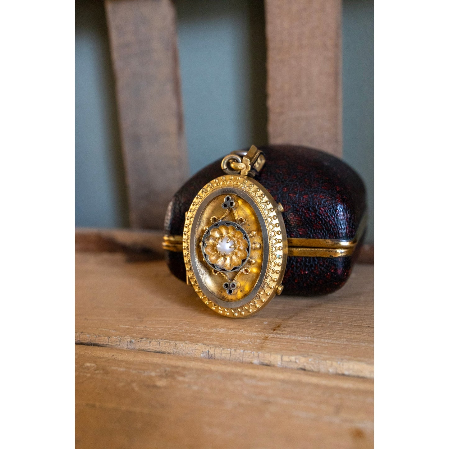 A Dramatic Entruscan Style c1880's Victorian Gold Filed Locket