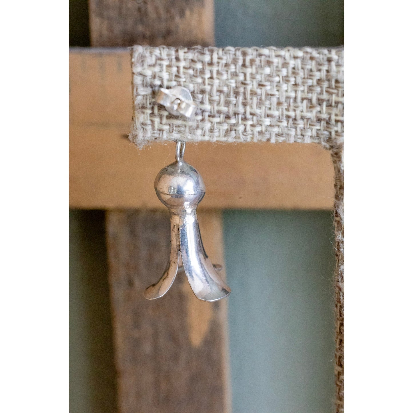 Vintage Sterling Silver Navajo Sterling Silver Squash Blossom Earrings