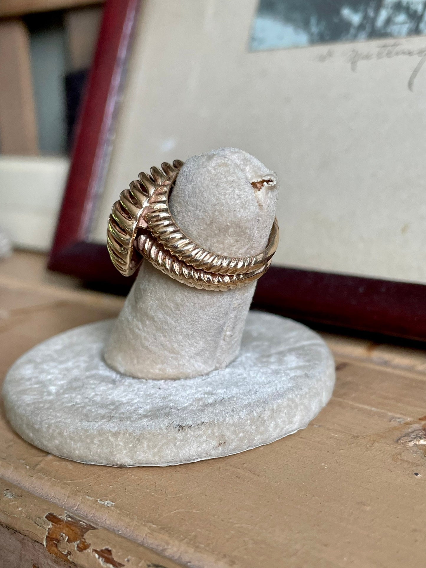 1950’s Retro Bold Wrap Style Pearl Ring in 14K Yellow Gold