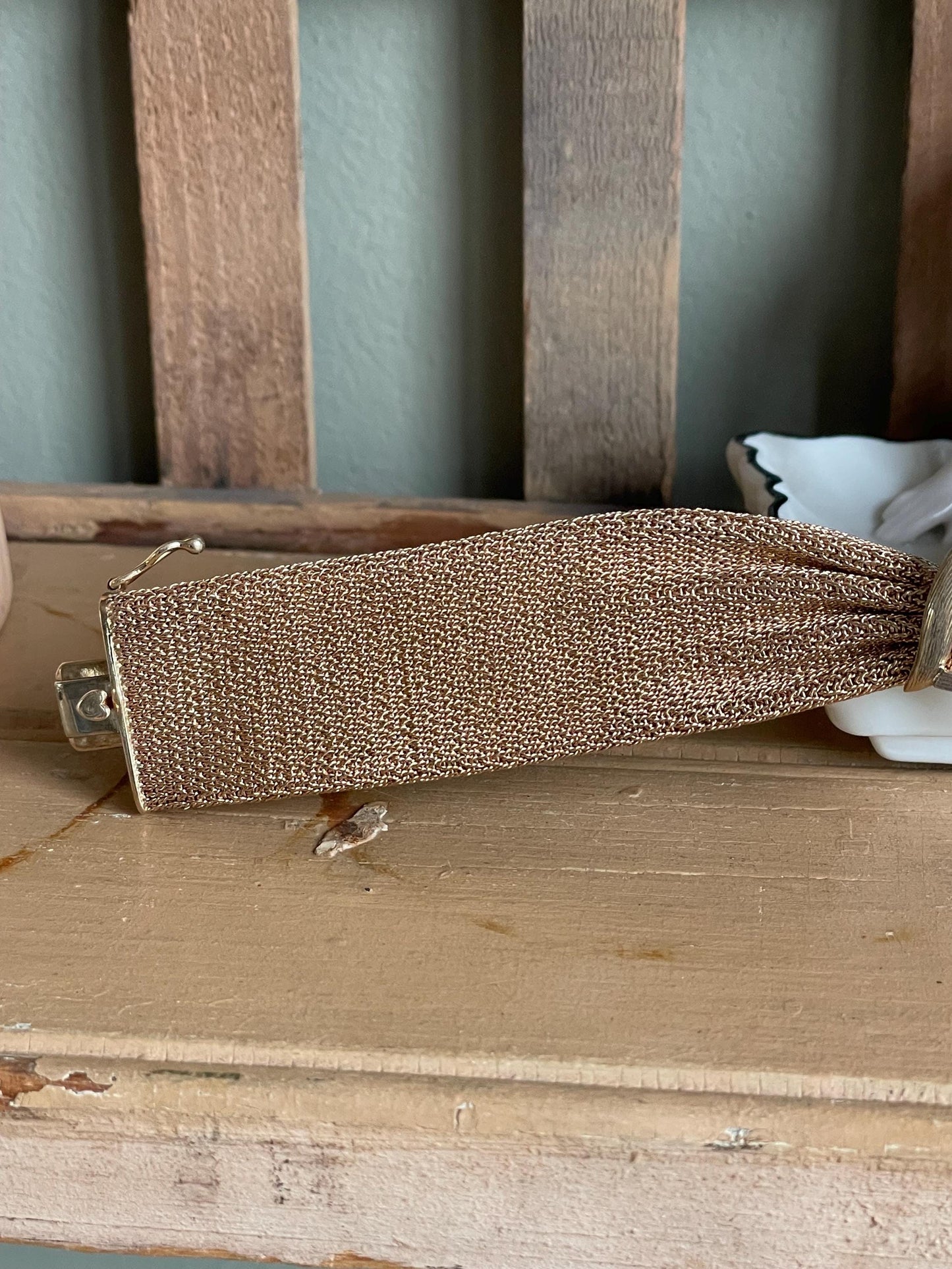 An Exceptional Mid Century Mesh 14K Yellow Gold Longines Surprise Watch