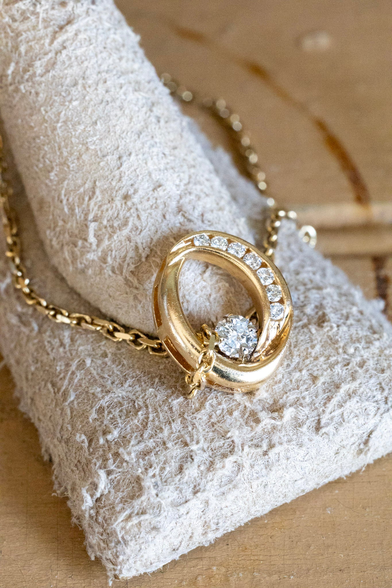 A Vintage 1980's 14K Yellow Gold Diamond Pendant With Optional 14K Chain