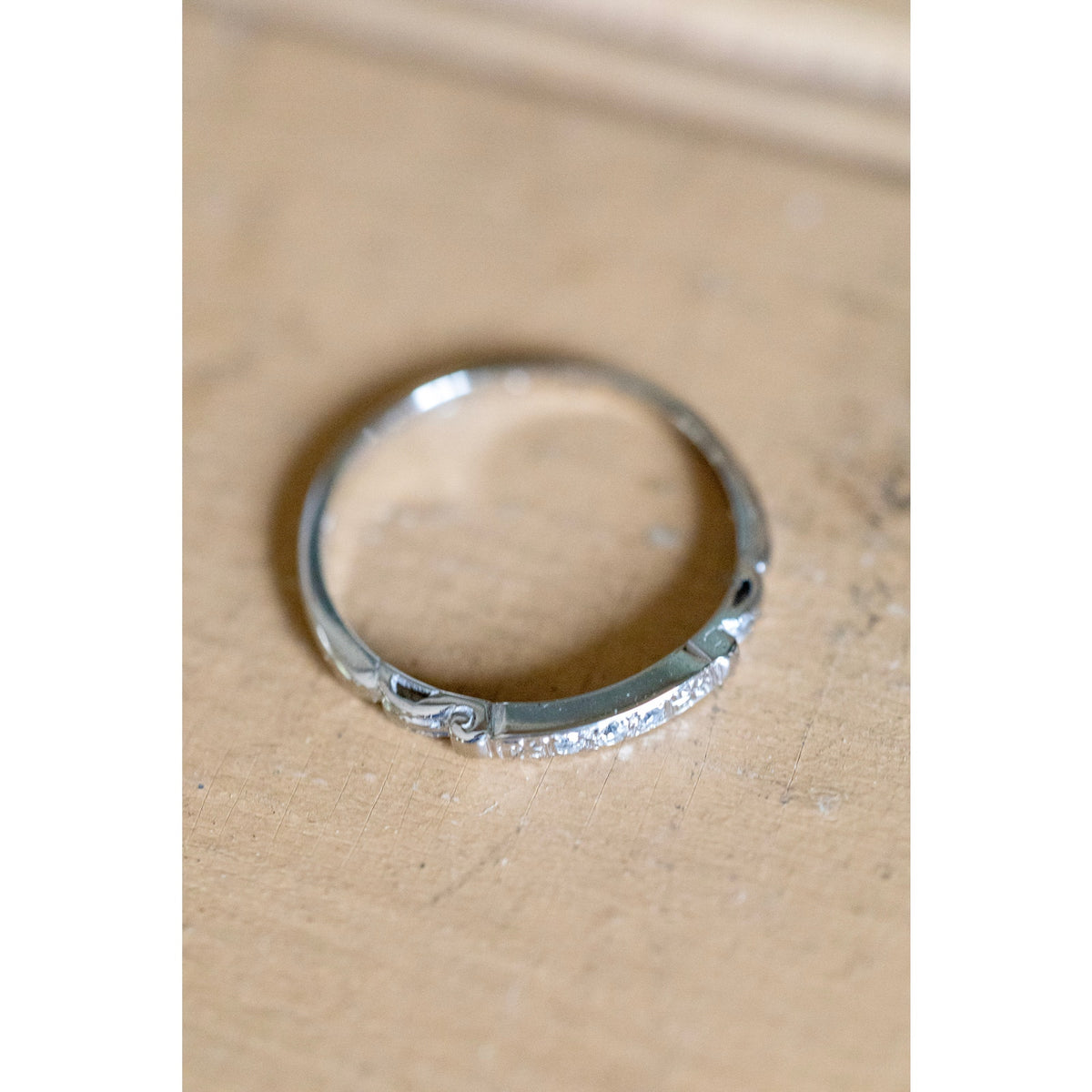 Dated 1943 14K White Gold Diamond Band Ring