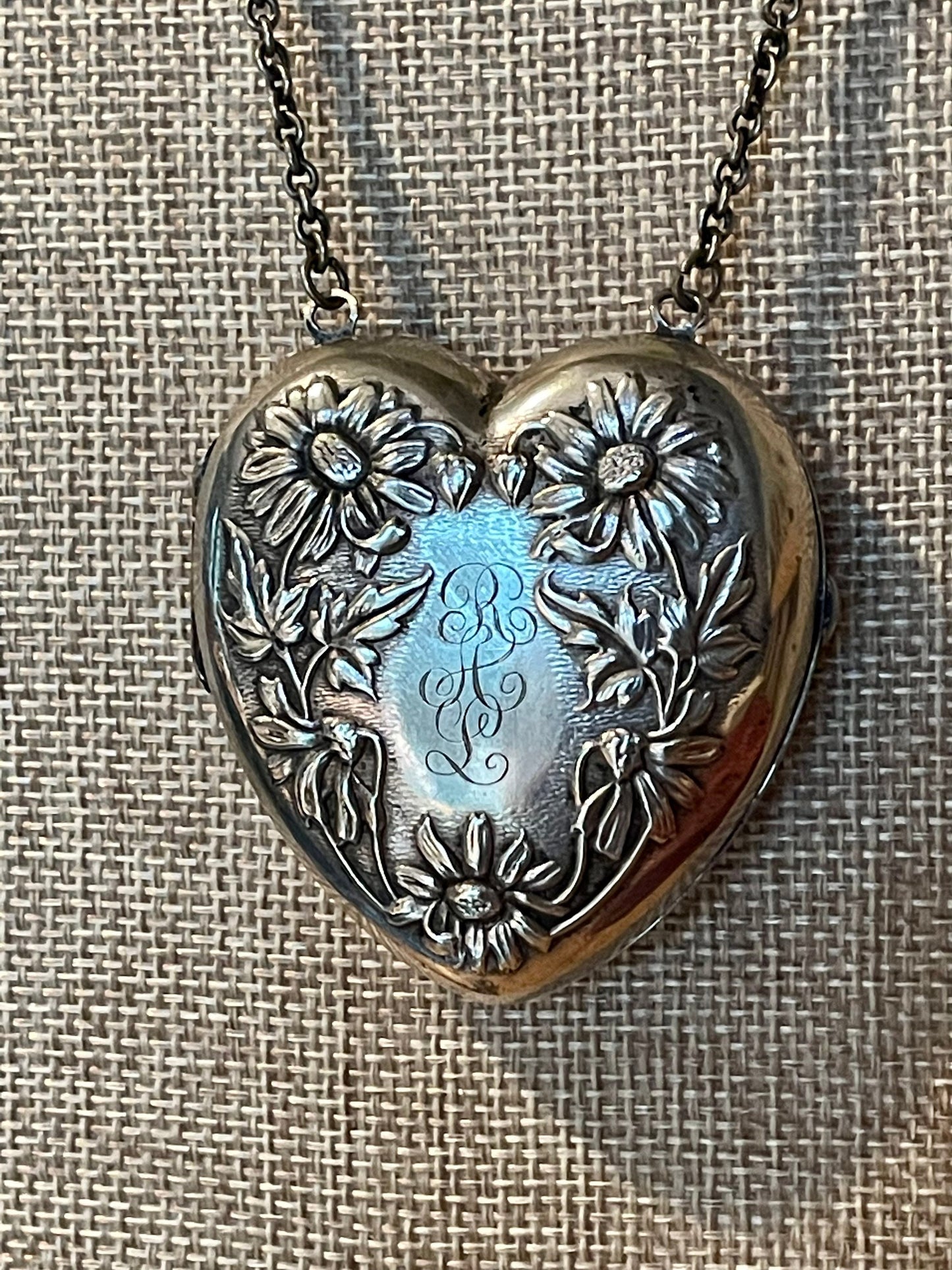 Bristol Silver Antique Huge Heart Coin Pendant on Original Chain